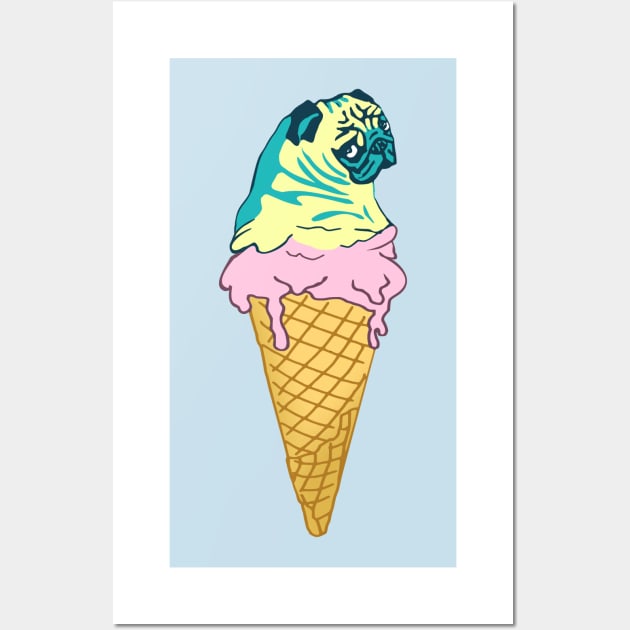 ice cream pug doodle Wall Art by FandomizedRose